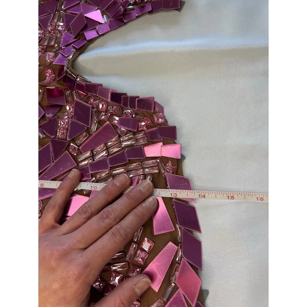 Grisha Acrylic Mirror Cutout Mini Dress Sz Small Pink Festival Rave Love Island - Picture 14 of 14